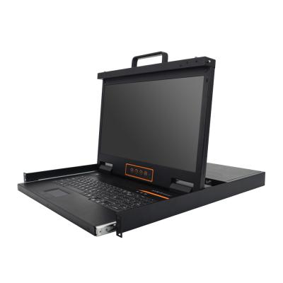 China Hot Selling Rackmount Single Slide 1U 18.5 Inch Keyboard Monitor Rackmount Rail Widescreen Interface HDMI for sale