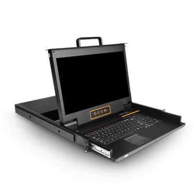 China Single Rail Slide DVI Connect Hot Selling DVI Kvm Switch Kvm Console Factory 1 Port Computer Rackmount KVM LCD Console 17.3 Inch 1920 X 1080 for sale