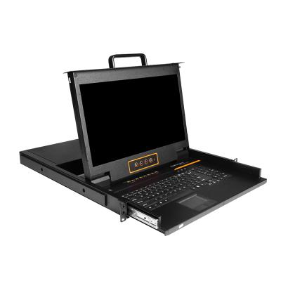 China Hot Selling Product 8 Port USB HDMI 17.3 Single Rail Slide Inches Widescreen KVM Rack Mount for sale