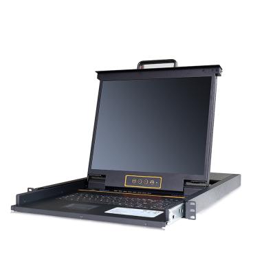 China High quality integrated Kvm single rail slide with a 19” Dvi lcd monitor, keyboard and mouse in a compact 1U design for sale