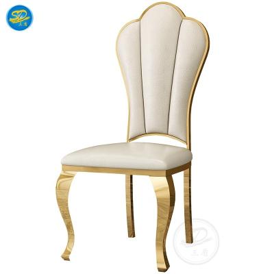 China High Back Hotel Chair Design Dining Chair Gold Stainless Steel Stackable Chair For Banquet Event Wedding Function for sale