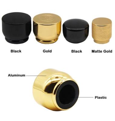 China Non Luxury Aluminum Metal Spill Cap 20ml 30ml 100ml Perfume Gold Brown Brown Fea15 Fea18 Glass Custom Black Spray Bottle For 18mm 20mm 28mm Neck for sale