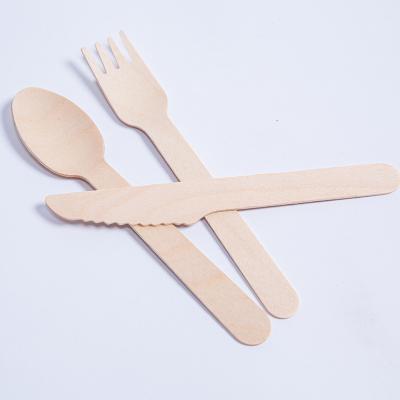 China Eco Friendly SPT 160mm Birch Wood Knives Disposable Stocked Biodegradable Cheap Shipping Forks Spoon Biodegradable Disposable Cutlery Set for sale