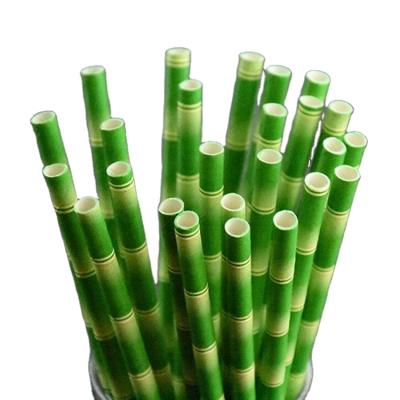 China Stocked Made In China High Quality Bamboo Printing Environmental Friendly Disposable Paper Straws for sale