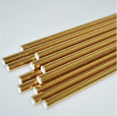 China Metallic Gold Drinking Straws Disposable Paper Straws Party Decoration Solid Color Gold for sale