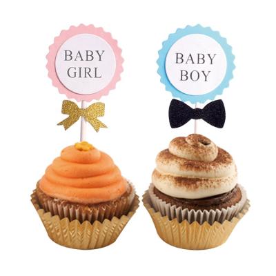 China Baby Safe Cupcake Paper Topper For Baby Shower Decoration Cake Topper for sale