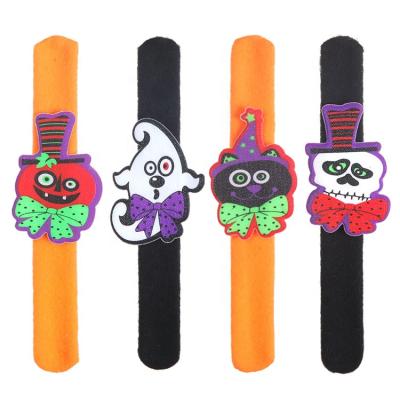 China Promotional Holiday Artificial Pumpkin Ghost Wristband For Kids Gift Halloween Slap Wristband Halloween Party Supplies for sale