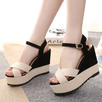 China 2022 Fashion New Trend Selling Wedge Sandals Solid Canvas High Heel Type And Tops Women For Yiwu Suka Design Women Flat Sandals The New for sale