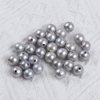 China Jewelry Making 10-11mm Big Hole Gray Dyed Freshwater Real Loose Edison Round Shape Pearl Beads for sale