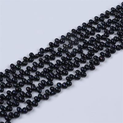 China Jewelry Making 5-6mm Black Color Natural Freshwater Rice Shape Pearl Strand For Jewelry Making for sale