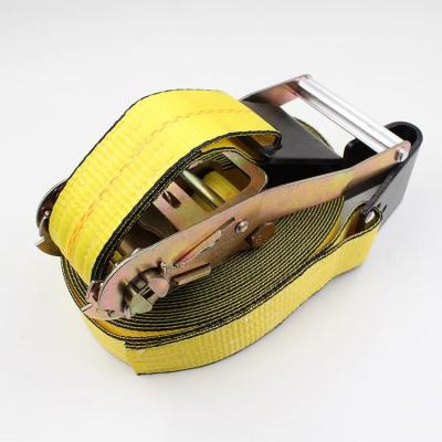 China Polyester American US Standard Lashing Belt With Flat Hook Link At The Bottom Of The Strap With Alumnimum Handle Ratchet for sale