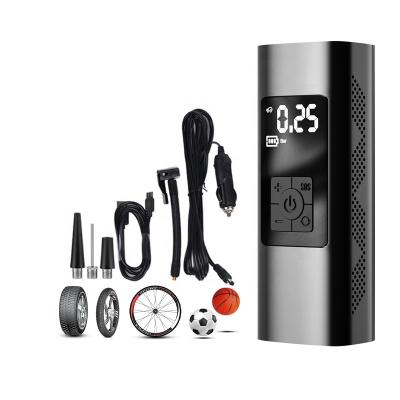 China Car Motorbike Scooter Tire Pump 6000mAh USB Cordless Rechargeable Tire Inflator 3 SOS LED Lights Power Bank for sale