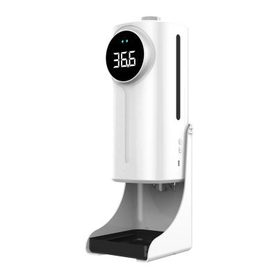 China Foam Automatic Soap Dispenser K9 PRO DOUBLE Thermometer 1200ML Soap Dispenser 2 In 1 Forehead And Hand Temperature Measuring 18 Languages ​​With Khmer for sale