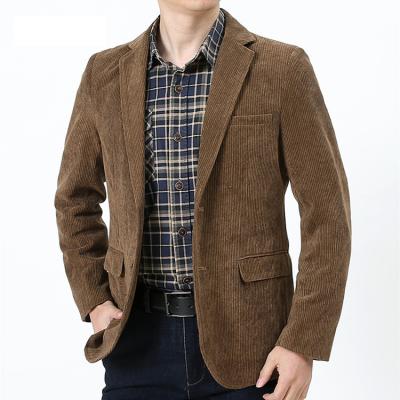 China Anti-Wrinkle Mens Single Breasted Brown Corduroy Suit Jacket Casual Corduroy Blazer Men MSX101 for sale