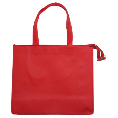 China Moisture Proof Red Zipper Shopping Advertising Bags Cloth Bag With Custom Printed for sale