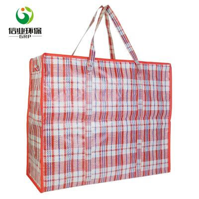 China Custom Logo Zipper Grocery Bag Moisture Proof Custom PP Woven Reusable Shopping Bag Large for sale