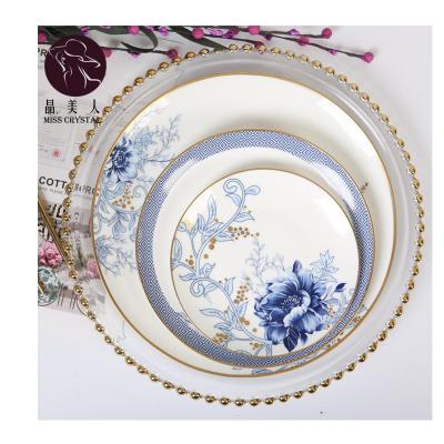 China Viable Popular Design Porcelain Dinnerware Sets Blue And White Plate Dinner Bone China Dish Charger for sale