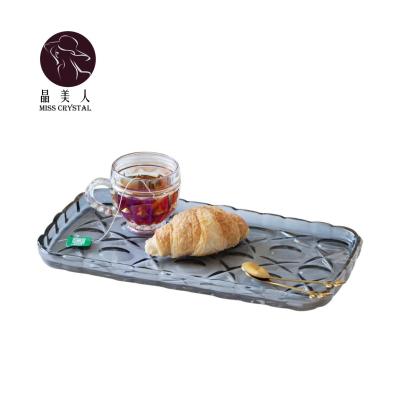 China Viable Ice Cream Design High Quality Glass Dish Square Tray Plate For Restaurant Wedding And Party for sale