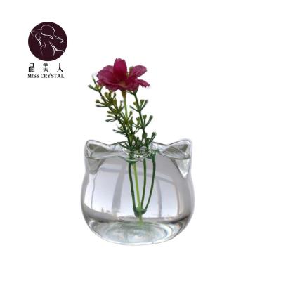 China Scandinavian Cat Shaped Glass Vase Hydroponic Plant Mini Greenhouse Flower Vase Container Pot Decor Art Gift for sale