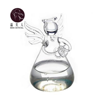 China Cute Angel Shape Flower Glass Hanging Vase Mini Greenhouse Minimalist Clear Glass Container Pots Plant Floral Vase for sale