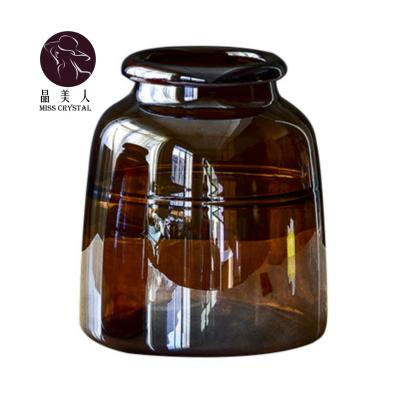 China Modern and simple shape creative design large bottle glass vase Scandinavian decoration for wedding and office for sale