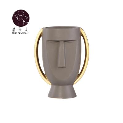 China Modern Minimalist Popular Decor Art Flower Fashion Antique Human Face Ceramic Vase for sale