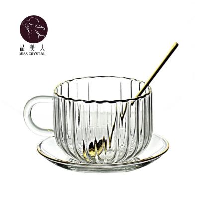 China Simple Design High Temperature Resistant Scandinavian Style Pumpkin Shape Crystal Glass Cup For Breakfast And Milk for sale