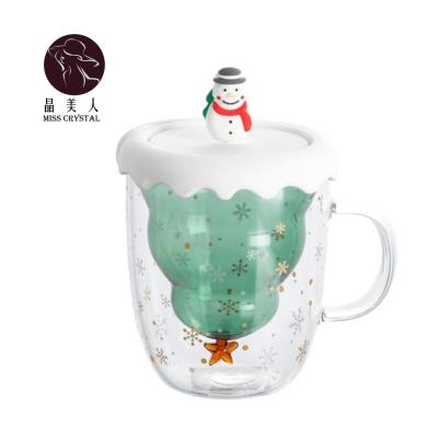 China 2021 Minimalist Festival Wall Christmas Mug Christmas Tree Coffee Tea Cups Double Sided Popular Gift Cup With Lid for sale