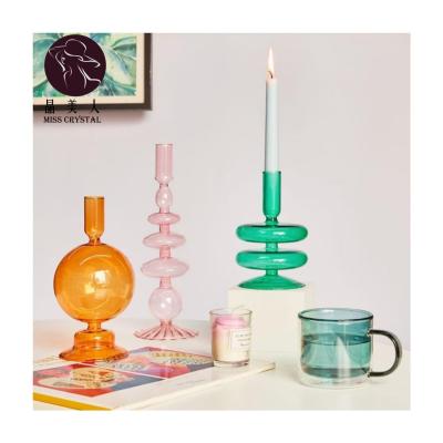 China MissC Contemporary Tapered Glass Candle Holders Candlesticks For Vase Wedding Home Room Decoration Party Glass for sale