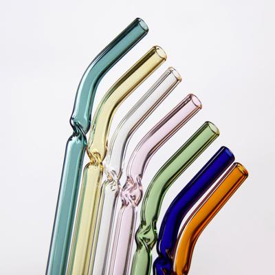 China High Quality Reusable Clear Glass Straw Cocktail Milk Tea Glass Bent Drinking Straws Wholesale Eco Friendly Environmentally Friendly for sale