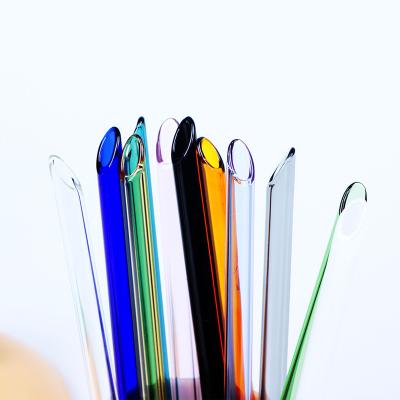 China Environmentally Friendly Transparent Drinking Straws With Mouth Slanted Glass Straw Pipe Eco-Friendly Reusable Glass for sale