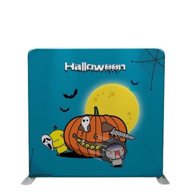 China Modern Portable Straight Easy Installation Trade Show Display Pillow Case Full Color Party Birthday Halloween Backdrop for sale