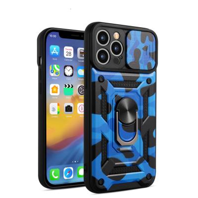 China Multifunctional Camouflage Protective Armor Window Push Camera Lens Car Magnetic Kickstand For iPhone 12 13 pro Max Mobile Phone Back Cover for sale