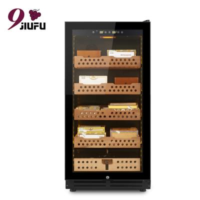 China Hotel Cigar Humidor with Cooler and Compressor Wooden Cigar Mahogany Cedar Cigar Cabinet for sale