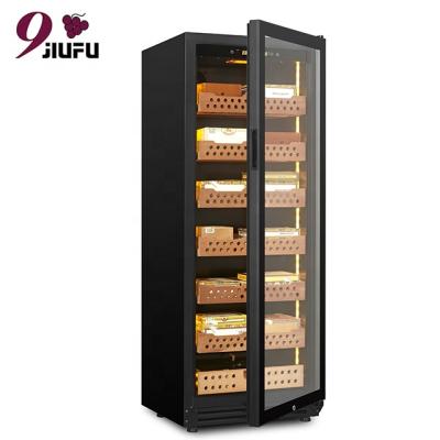 China Strong Electric Glass Cigar Display Cigar Wood Door Cabinet Cigar Compressor Humidor Cooler For Sale for sale