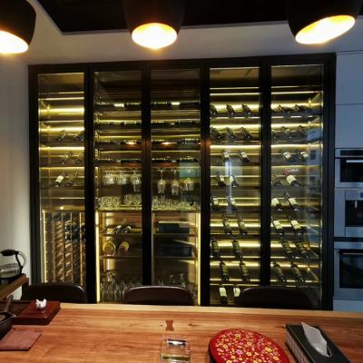 China Modern Hotel OEM Custom Design Wine Display Cabinet With Stainless Steel Cellar Double Zone Wine Cooler for sale