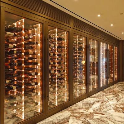 China Hotel Custom Full Large Glass Commercial Stainless Steel Cellar Wine Fridge For Wine Shop for sale