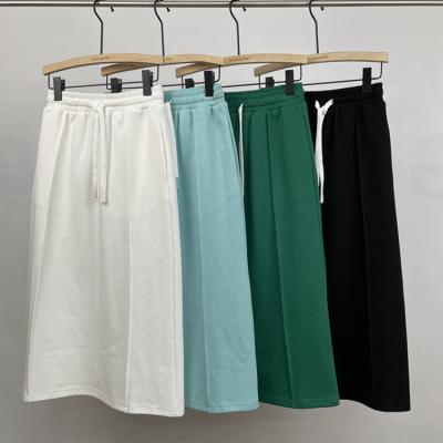 China Elastic waist line a line flare skirt comfortable simple elegant casual anti-static solid color long with pockets for sale