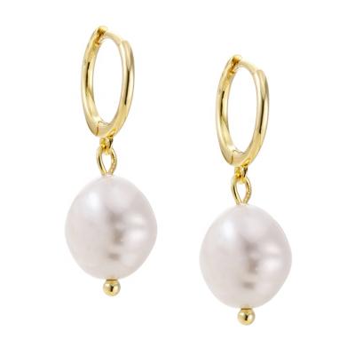 China Beautiful CLASSIC Design Gold Plated 925 Sterling Silver 18k Pearl Earrings for sale