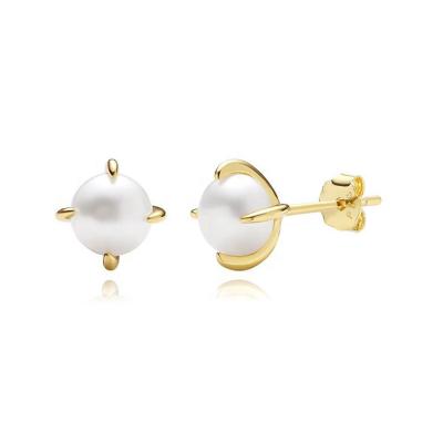 China CLASSIC 18K Gold 925 Sterling Silver Latest Artificial Freshwater Pearl Stud Earrings Daily Use Stud Earrings for sale