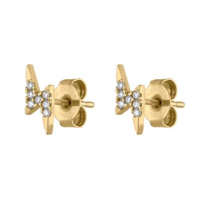 China CLASSIC Hot Selling 18k Gold Plated 925 Sterling Silver To Pave Second Lightning Stud Earrings for sale