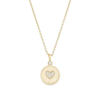 China FASHIONABLE Daily Wear 18K Gold Vermeil 925 Sterling Silver CZ Heart Coin Necklace Jewelry for sale