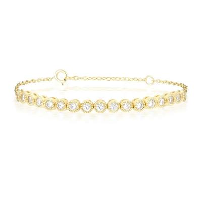 China New FASHIONABLE Design Indian 18K Gold Plated 925 Sterling Silver CZ Bezel Tennis Bracelet Bangles for sale