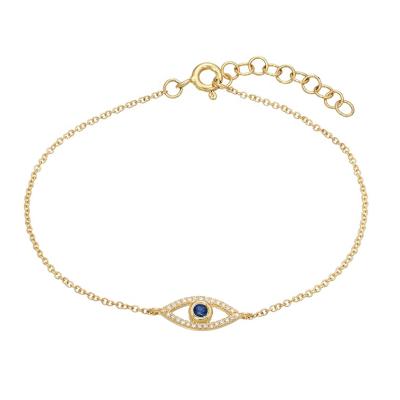 China 18k Gold Fashion Women Gemstone Jewelry 925 Sterling Silver Evil Eye Bracelet for sale