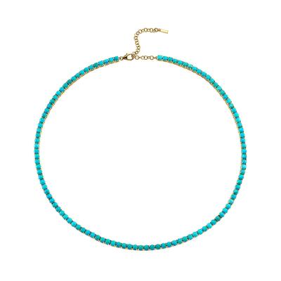 China FASHIONABLE Thin Turquoise Bead Arabian Jewelry 22k Gold 18k Gold Minimal Necklace for sale