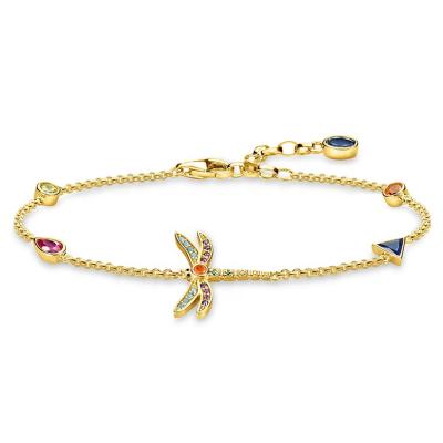 China Latest CLASSIC Design 18k Gold Plated Rainbow Dragonfly 925 Sterling Silver Bracelet for sale