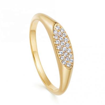 China CLASSIC Hot Selling 18k Gold Plated 925 Sterling Silver Oval To Pave Rings Diamond Ring for sale