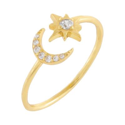 China CLASSIC Fashion Style 18k Gold Plated 925 Sterling Silver Moon And Star Trendy Cheap Rings for sale