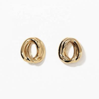 China CLASSIC New Arrival 18k Gold Plated 925 Sterling Silver Twisted Earring Studs Women for sale