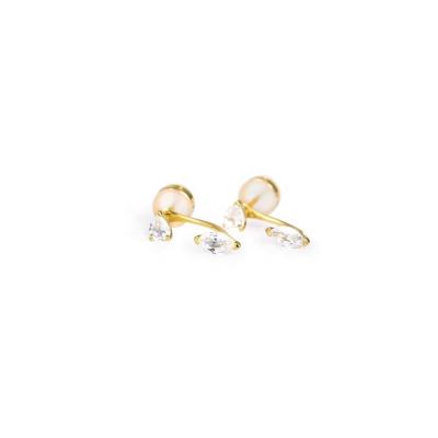 China CLASSIC Best Selling 18k Gold Plated 925 Sterling Silver Studs Ear Climbers Cubic Zirconia Bridesmaid Earrings for sale